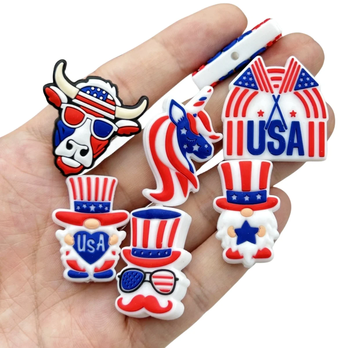 10PC DIY July Fourth Silicone Beads Nipple Chain Bead Pen Bead Jewelry Accessories Focal Bead Food Grade Silicon For Baby Toys