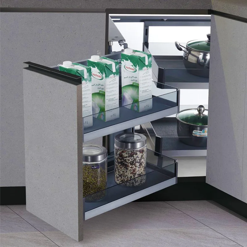 

Cabinet corner half-open little monster basket kitchen storage drawer corner basket double-layer