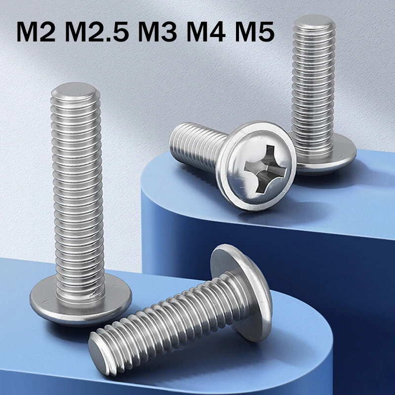 

10Pc Cross Round Pan Head With Washer Pad Collar M2 M2.5 M3 M4 M5 304 Stainless Steel Phillips Machine Screw Furniture Wood Bolt