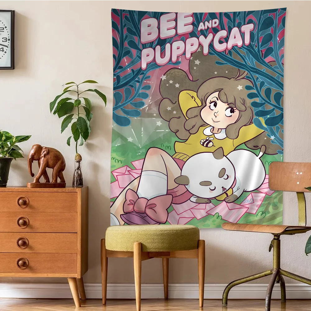 B-Bee P-Puppycat Colorful Tapestry Wall Hanging Bohemian Wall Tapestries Mandala Wall Art Decor