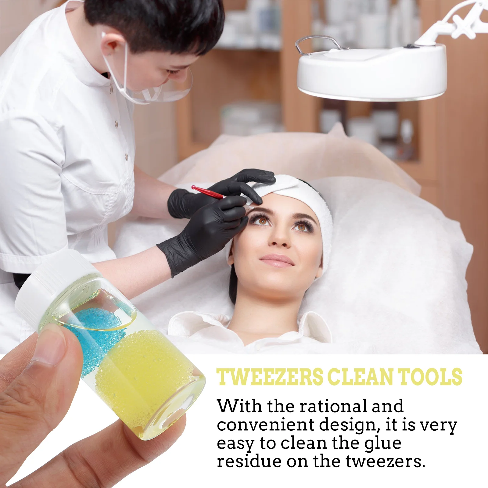 2 pezzi pinzette per ciglia detergente liquido per rimozione residui di colla strumenti per salone manutenzione tappo a prova di perdite strumento di lavaggio ciglia