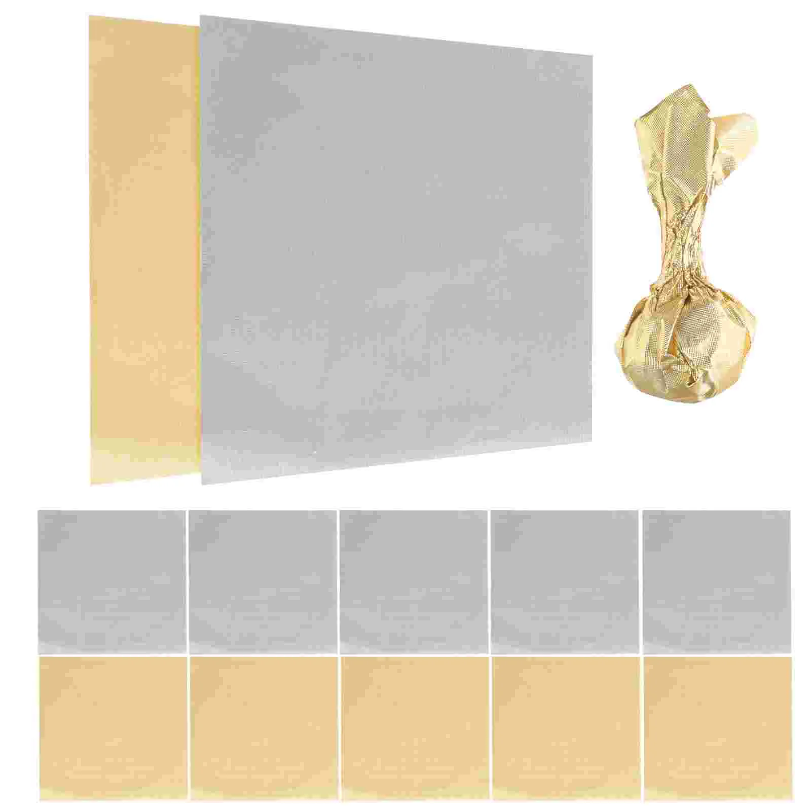 200 Sheets Golden Tinfoil Candy Freshness Chocolates Wrapper 10cm Sugar Wraps Packing Materials Wrapping Paper