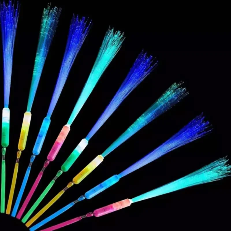 12/24Pcs LED Glow Stick Colorful Fiber Night Light Party Toy Props Christmas Birthday Wedding Party Gift