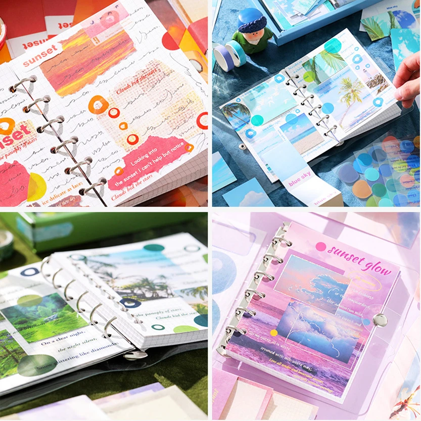 155 Pcs Scenery Serie Gift Box Notebook Washi Tape Acuadernos Binder Post It Sticker Kawaii Papel Japanese Korean Stationery Set