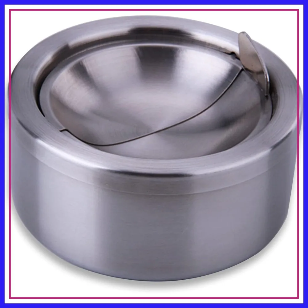 

Outdoor Ashtray with Lid, Stainless Steel Flip Top, Windproof, Indoor/Outdoor Use, Desktop Decor