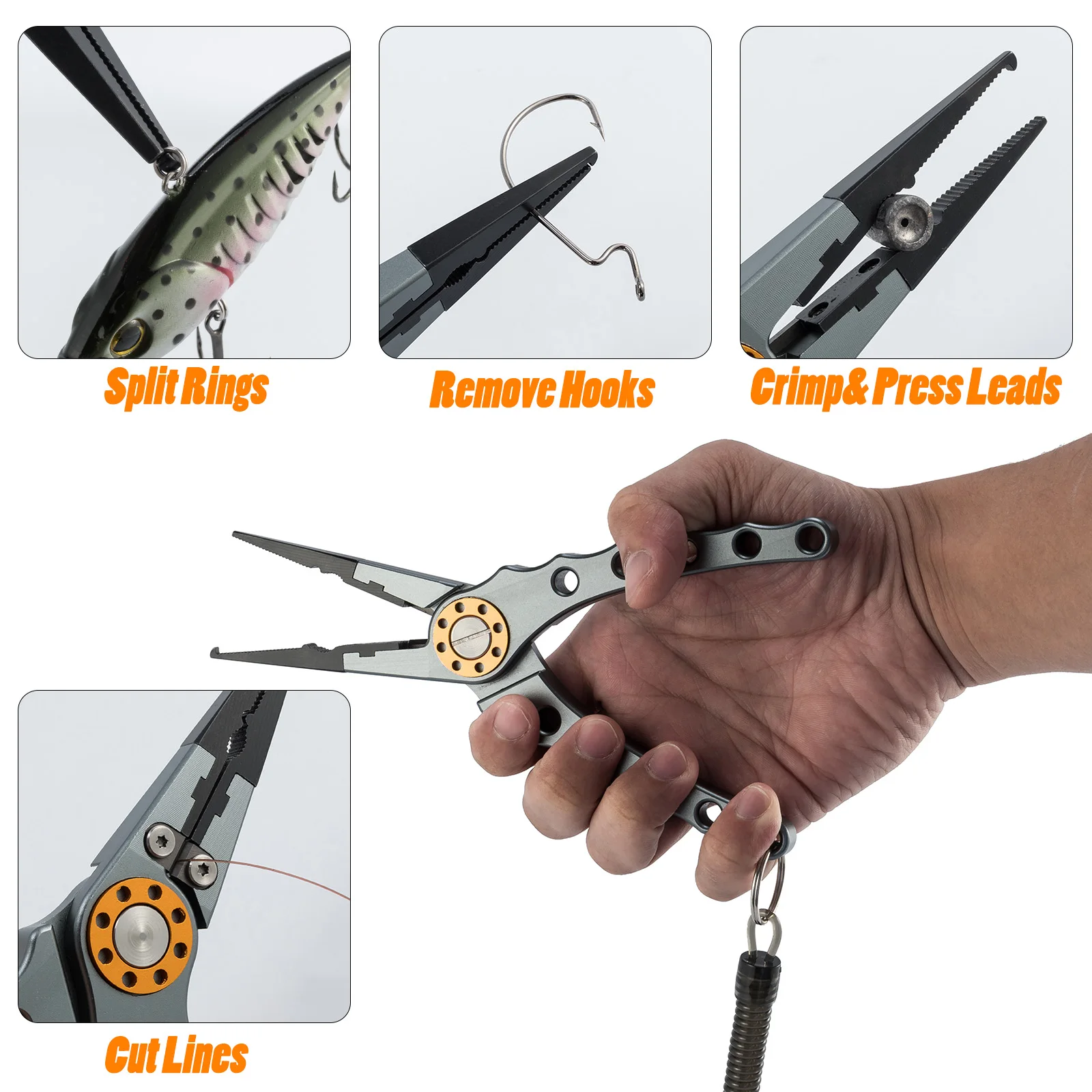 Alicates de pesca multifunción aluminio: removedor y cortaalambres - imagen 2