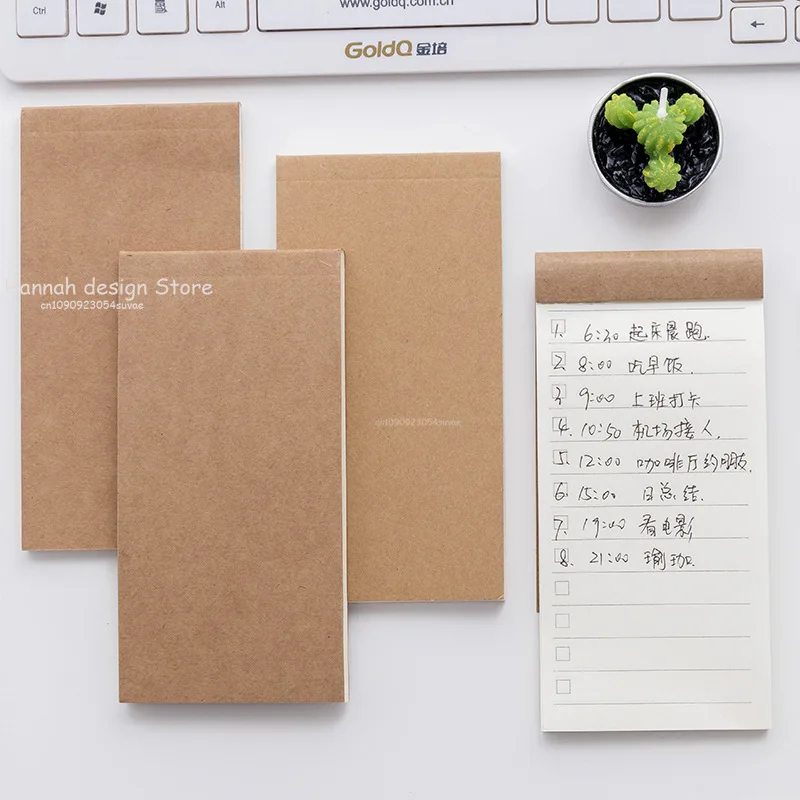 50 Pages Memo Pad Sticky Note Kraft Paper Writing Pads Notepads Portable Daily Planner Schedule Book To Do List School Supplies