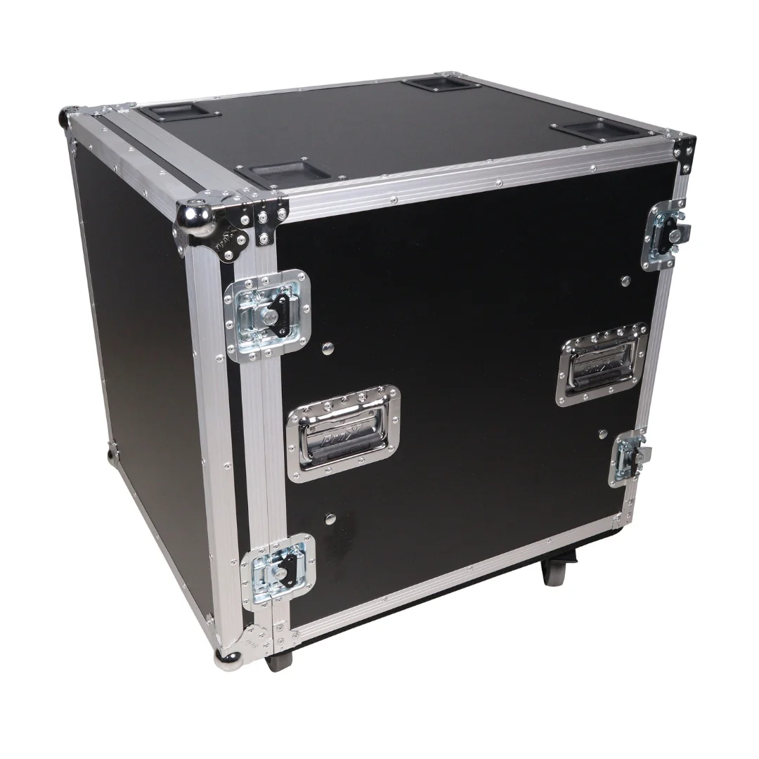 12U Amp Rack, 24 Inch/60.96cm Depth ATA Flight Case, Shockproof Aluminum Plywood Tool Case, Waterproof Wheeled Equipment Box