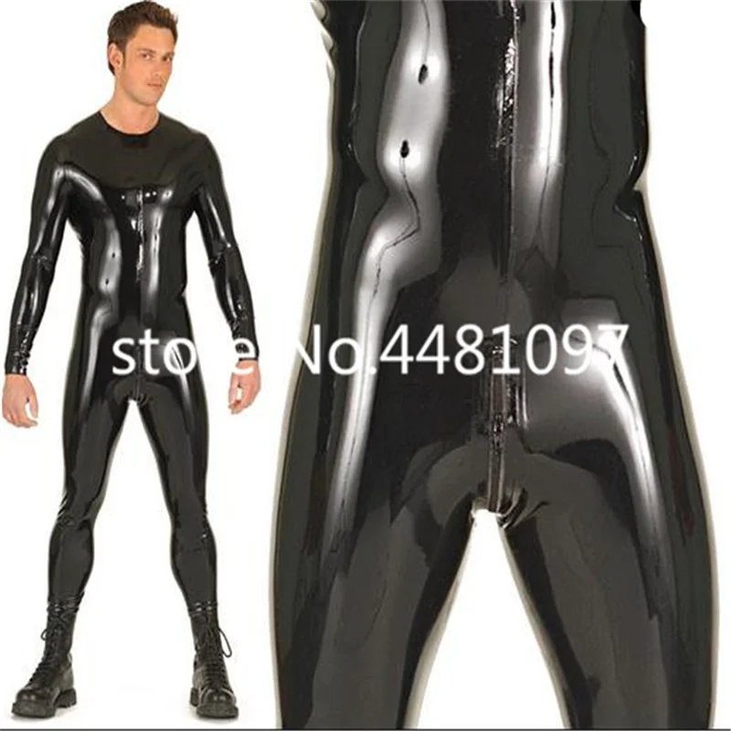 

Hand Made Latex Rubber Catsuit Zentai Rubber Bodysuit for Men Latex Unitard Back Zipper no socks