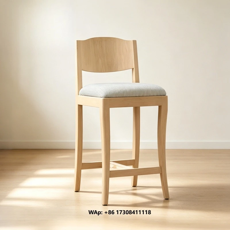 Contemporary Indoor Villa Kitchen Hotel Villa Club Wood Upholstered Stool Dining Commercial Use Bistro Bar Counter Chair