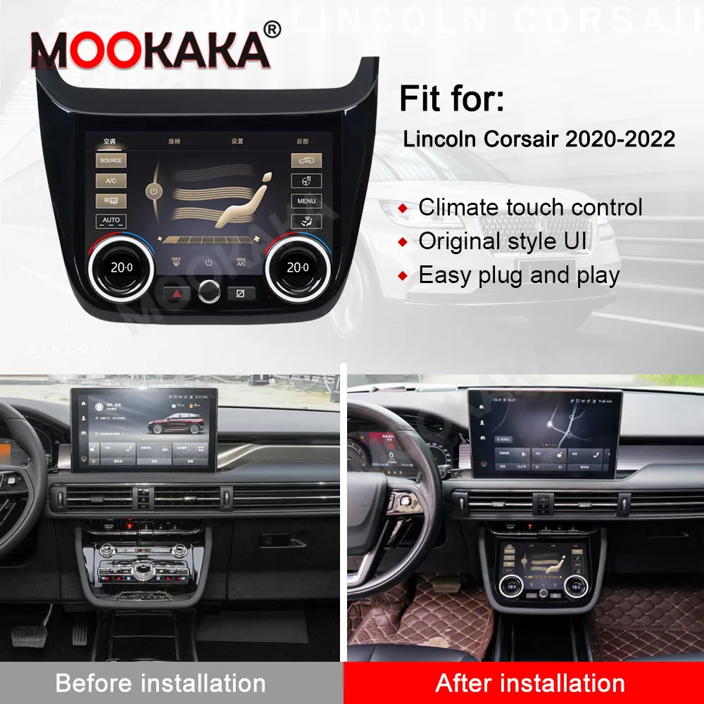 9 Inch Touch Screen Climate Control Panel For Lincoln Corsair 2020 2021 2022 Digital AC Screen Air Conditioning Upgrade