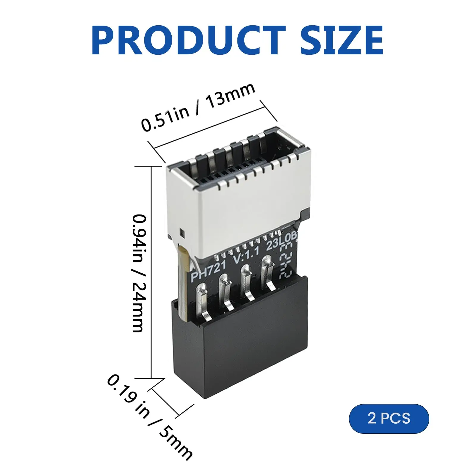 1pcs USB 2.0 to USB 3.2 Gen 1 Header Adapter for Mainboard with Type E Key-A Female Front Panel Socket to 9 Pin Header Internal