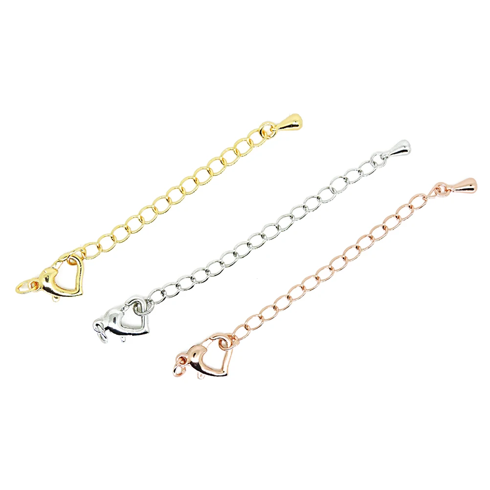 

3Pcs Lobster Clasp Extender Chain Necklace Bracelet Set Waterdrop Charms Silver 18K Gold Rose Gold Jewelry Making Findings