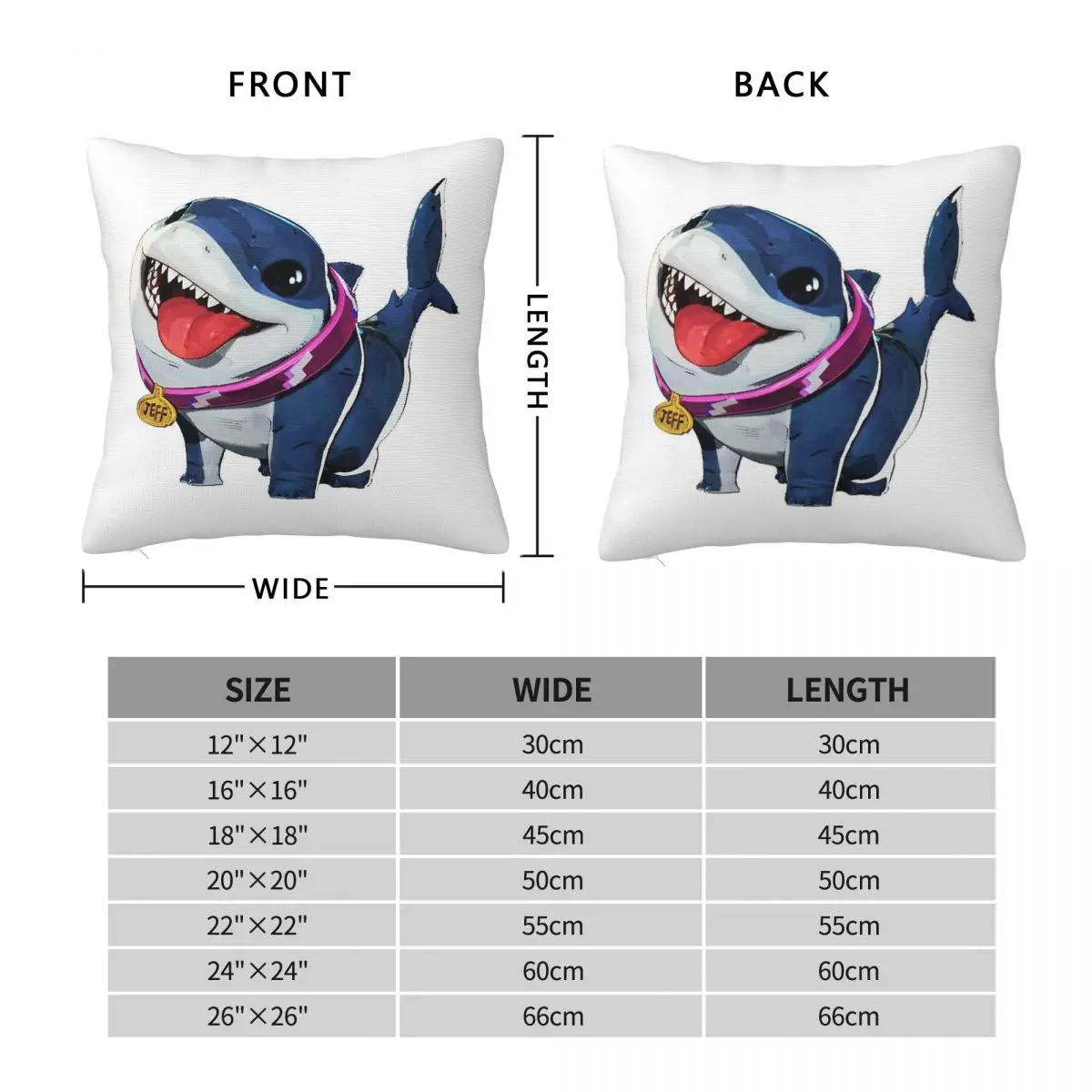 Rivals Jeff The Land Shark Square Pillowcase Polyester Linen Velvet Pattern Zip Decor Throw Pillow Case Sofa Seater Cover 18