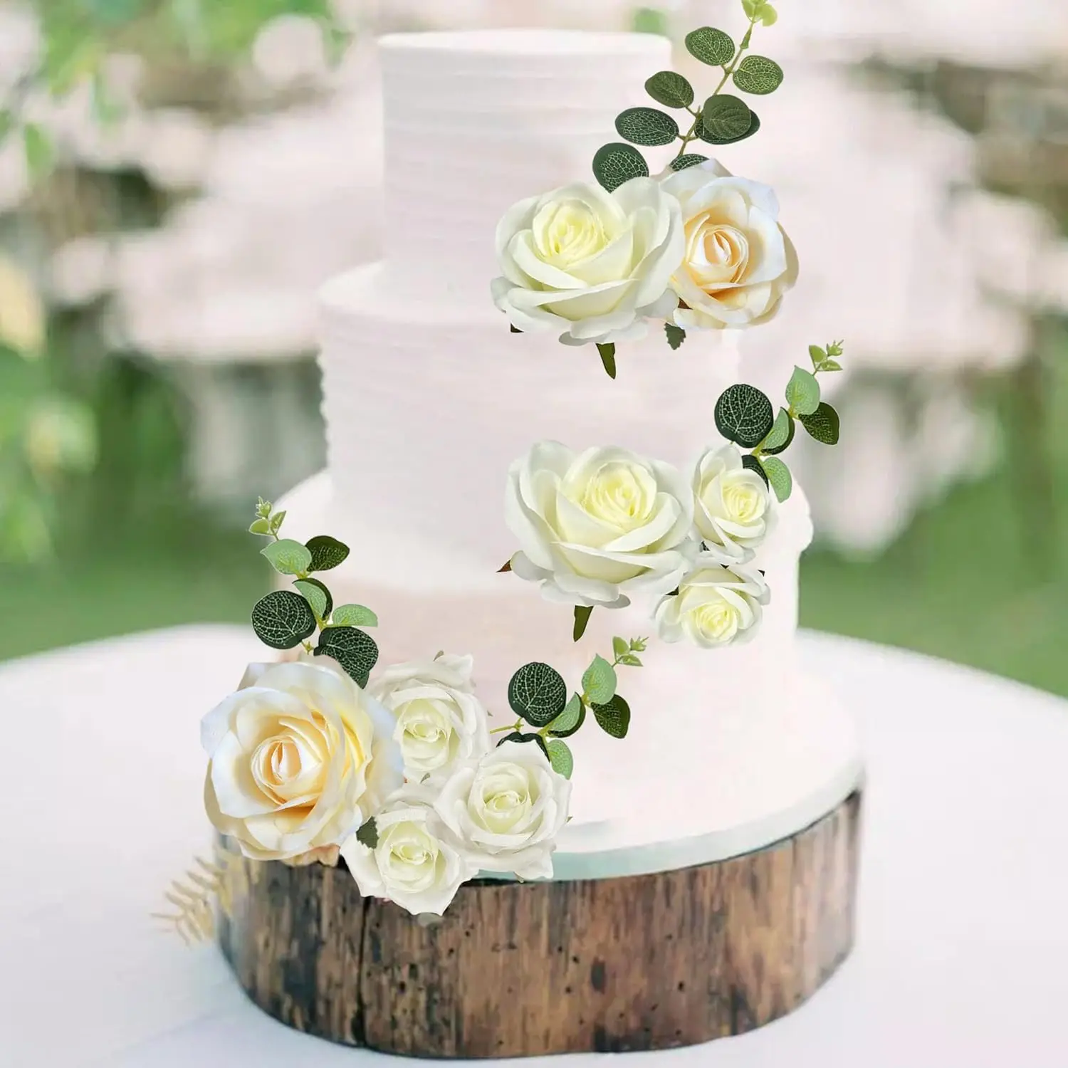 أغطية كعكة الزهور، أغطية كعكة بوهو، زهور الورد البيضاء، زينة الكيك للفتيات والنساء وحفلات أعياد الميلاد وحفلات الزفاف #5