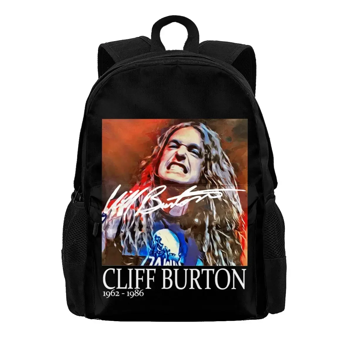 Cliff Burton Rock Band Tribute Large Capacity Backpack Cute Portable Shopping Bag Riding Backpack