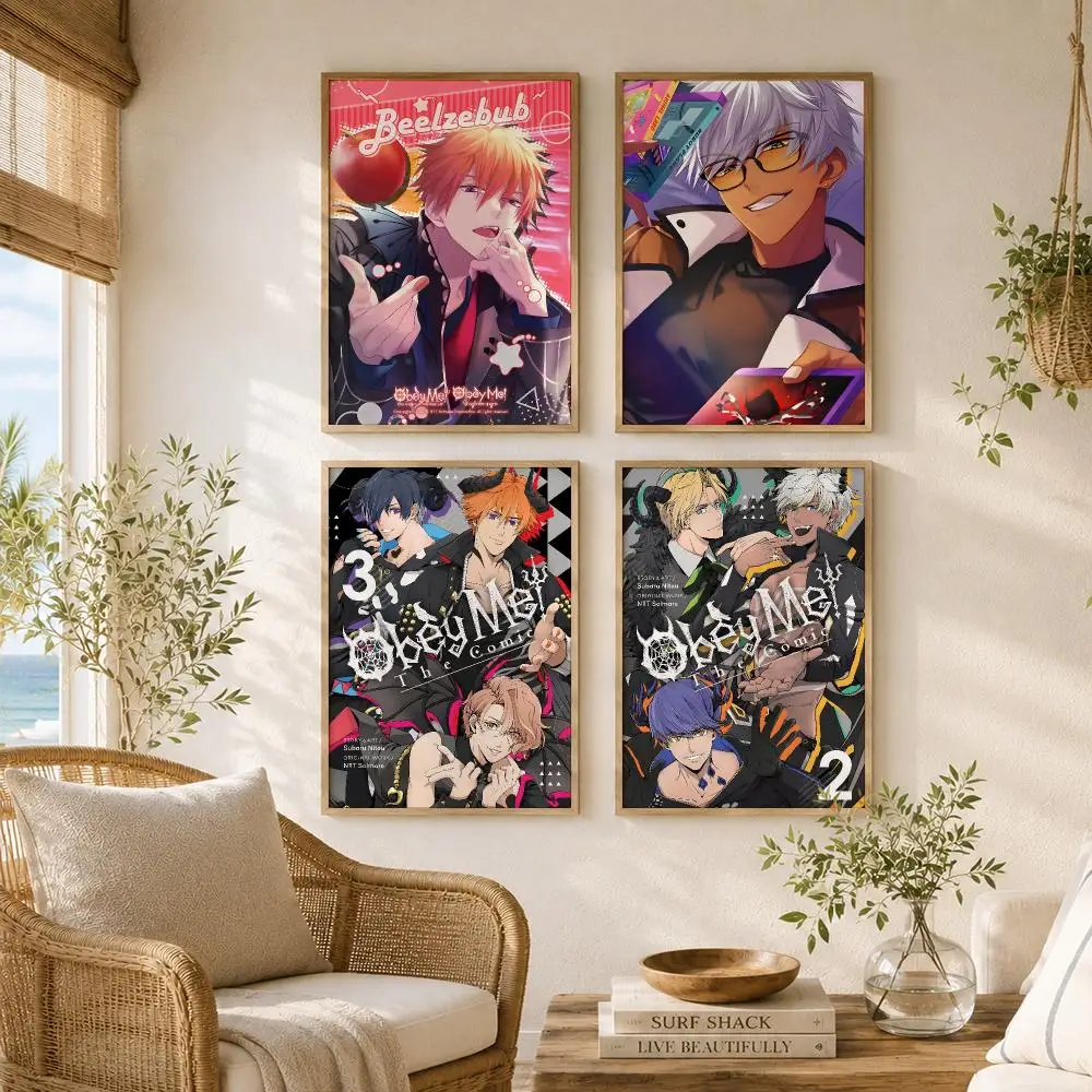 Popular Video Game O-Obey Me Painting Calligraphy High-Quality Canvas Wall Mural Crease-Free For Living Room Bedroom Interiors