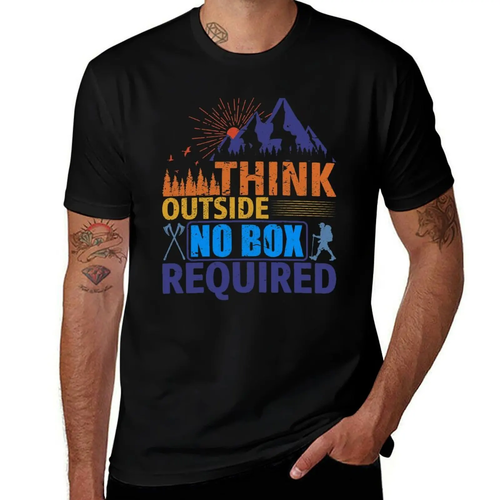 Think Outside No Box Required T-Shirt Modern Print Casual T-Shirt