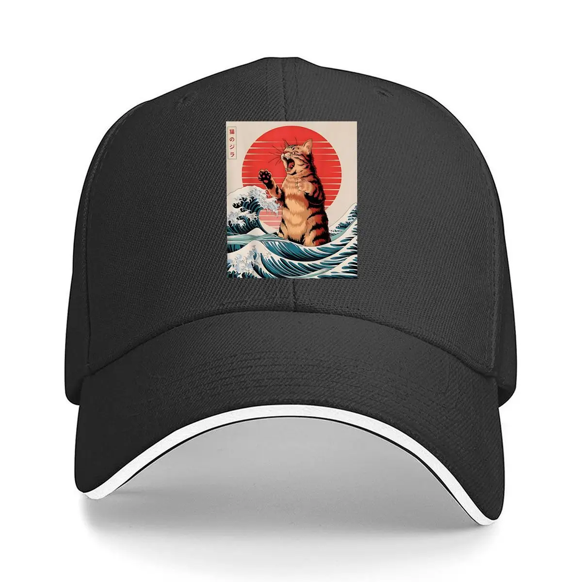 Japanese Cat Wave Red Sun Sandwich Baseball Cap Outdoor Workouts Sun Hat