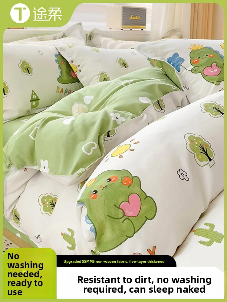 

Disposable Bed Linen Set Thiened Hotel Travel Single Quilt Cover Pillowcase Anti-microbial Bed eet for Outdoor Cam