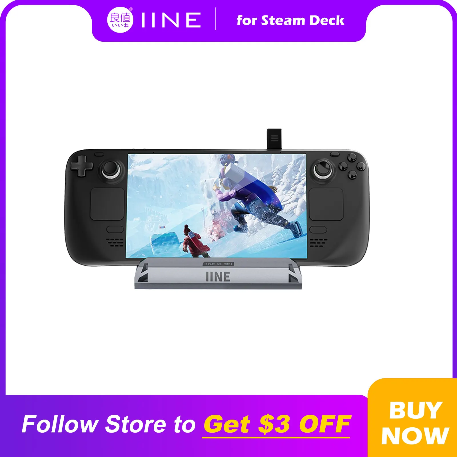 IINE Steam Deck Aluminum Docking Station Multi-function Charging Video Converter Compatible SteamDeck Nintendo Switch ROG Ally