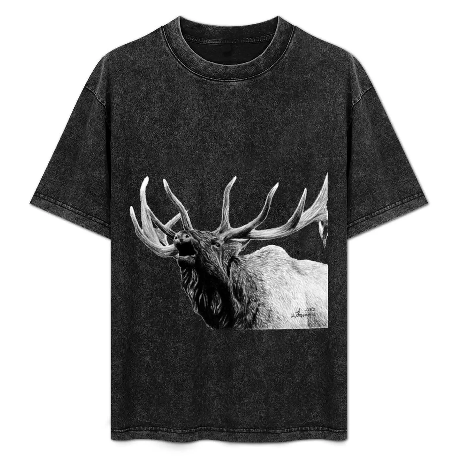 Bull elk T-Shirt Casual Loose Fit Short Sleeve T-Shirt