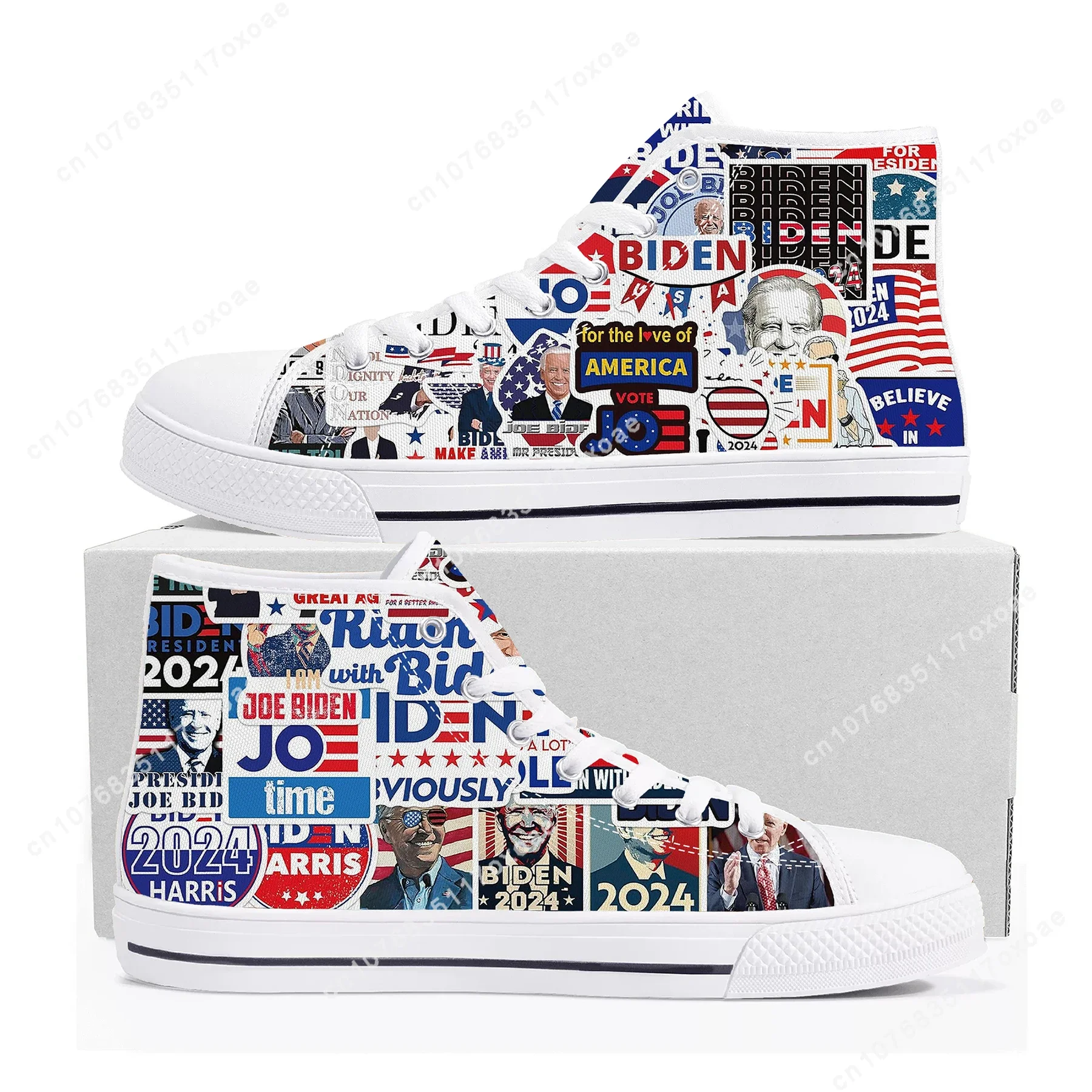 Joe Biden America president High Top Sneakers Mens Womens Teenager High Quality Canvas Sneaker couple Casual Shoe Custom Shoes