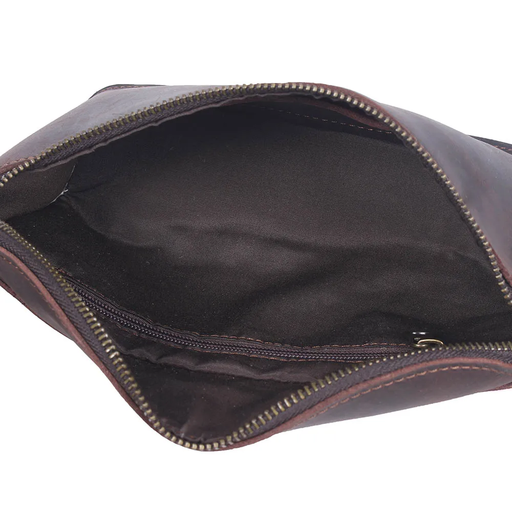 S.WORKE Vintage Echtleder Herren-Brusttasche Umhängetasche Kleine Crazy Horse Rindsleder Damen Mode Handytasche – Detail 11