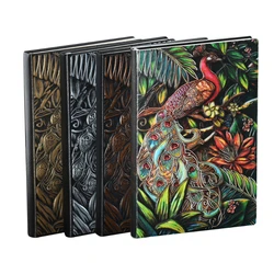 High-end PU Hardcover A5 Business Office Notebook Creative European Style Retro Notepad Simulation Peacock Cover Notebooks