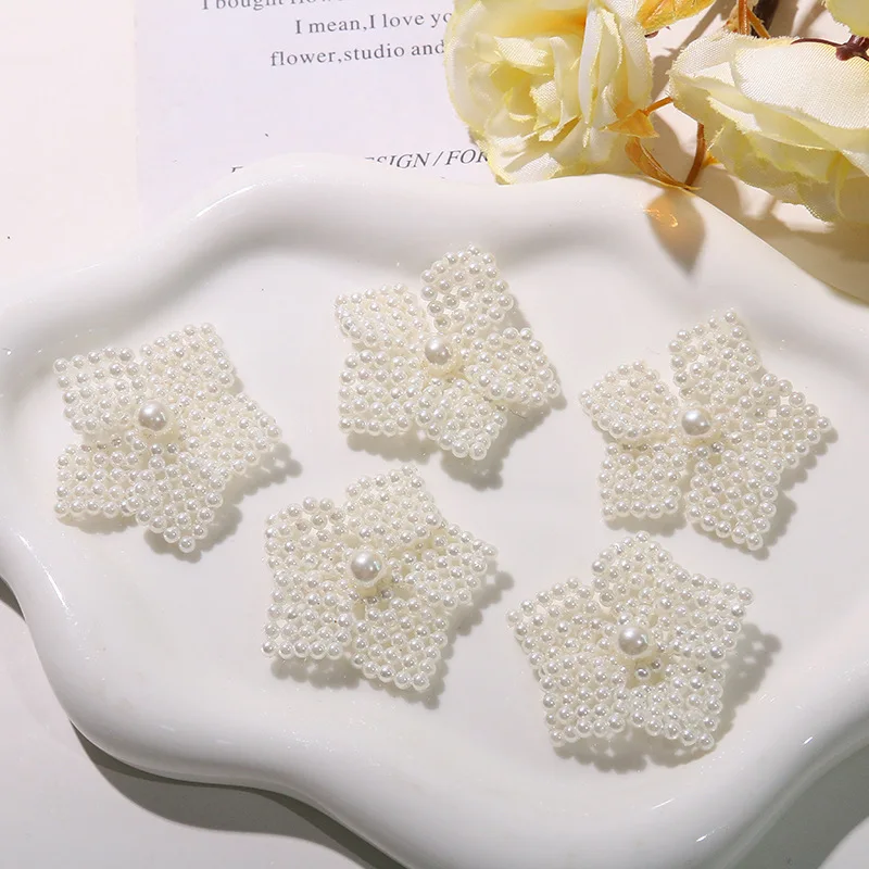 3D Puff Flower Beaded Shoe Clip 1 Piece Faux Pearl Blossom Handmade Korean Retro Premium Ornament for Clear Clogs Jelly Shoes