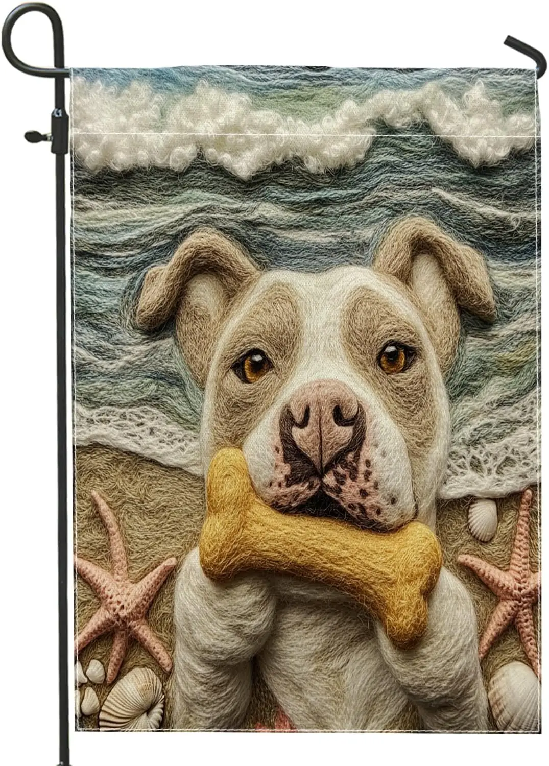 Funny Pitbull Dog Front Yard Backyard Garden Flags Garden Decoration 12x18 Double-Sided for Outside, Coastal Beach Seashell  uui