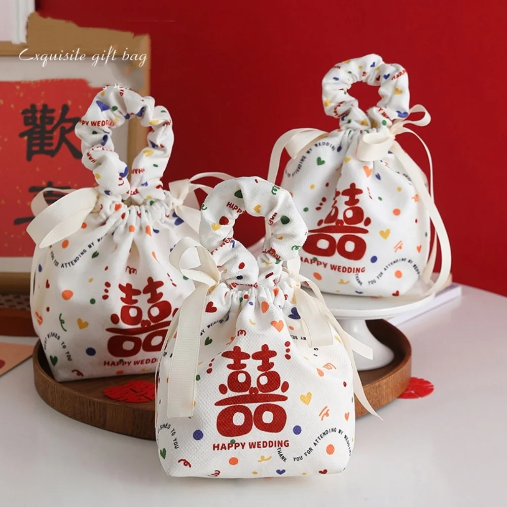 

Свадебные сумки для конфет Портативная коробка для конфет Сумка для сувениров Красочные сумки с принтом в горошек Элегантная упаковочная сумка для свадебных подарков для украшения мероприятий