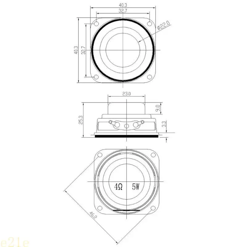 E21E 4Ω 5W 40 mm 1.5 "Altavoces Durables 40 mm Magnético interno potente 40 mm 5W Altavoz bajo