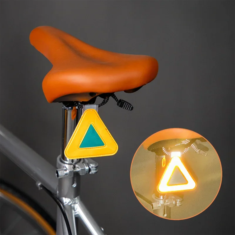 2pcs Elastic Reflective Triangle Sign Multifunctional Bicycle Saddle Hanging Reflector Night Riding Safety Warning Tag Protect