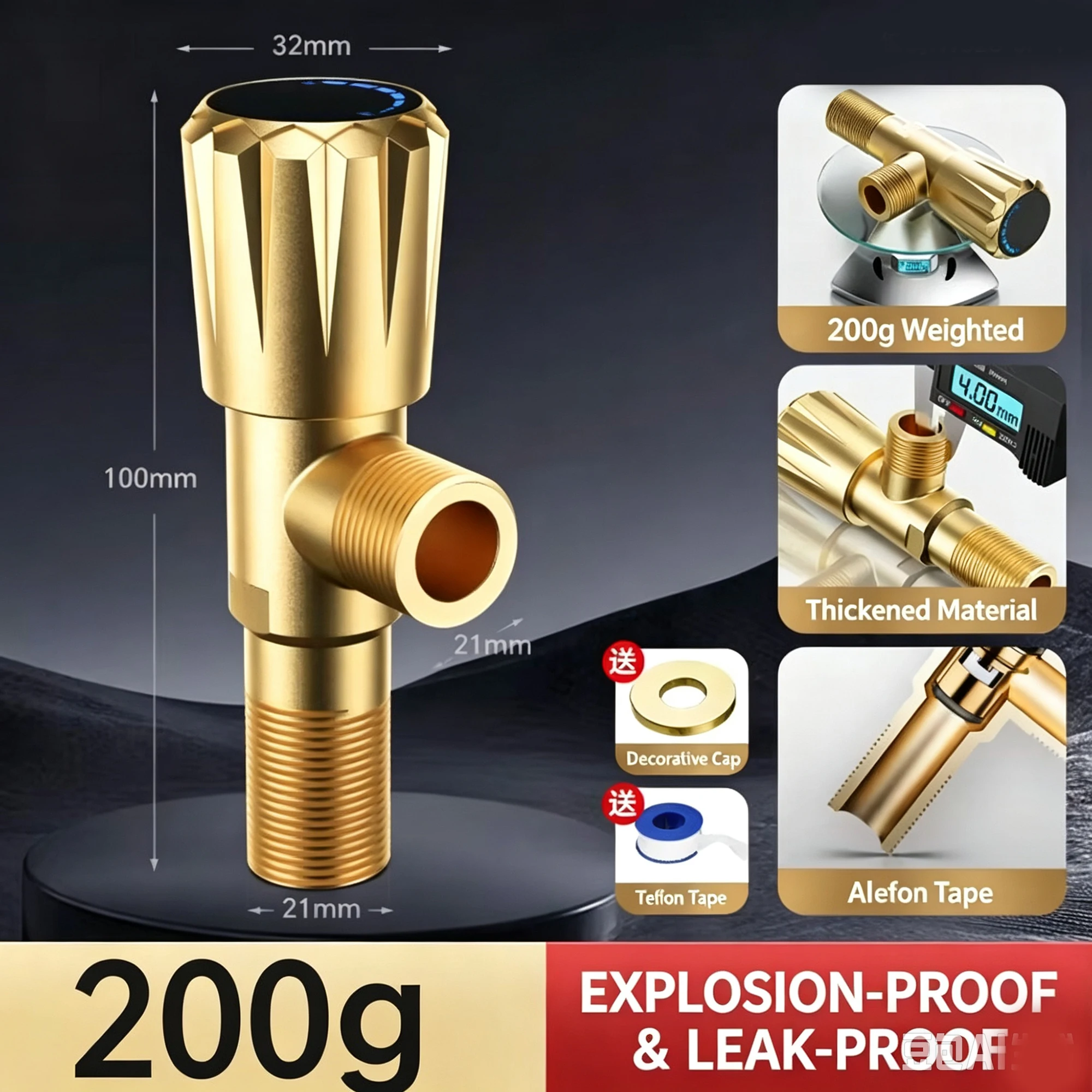 Universal Triangle Valve and Water Distributor for Hot/Cold Water Extended Explosion-Proof High-Flow Full-Bore