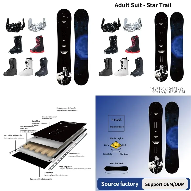 New Winter Eco-Friendly Ski Board for Adult Male Female Beginner Single Board Set with Customizable Logo Poplar Wood Core