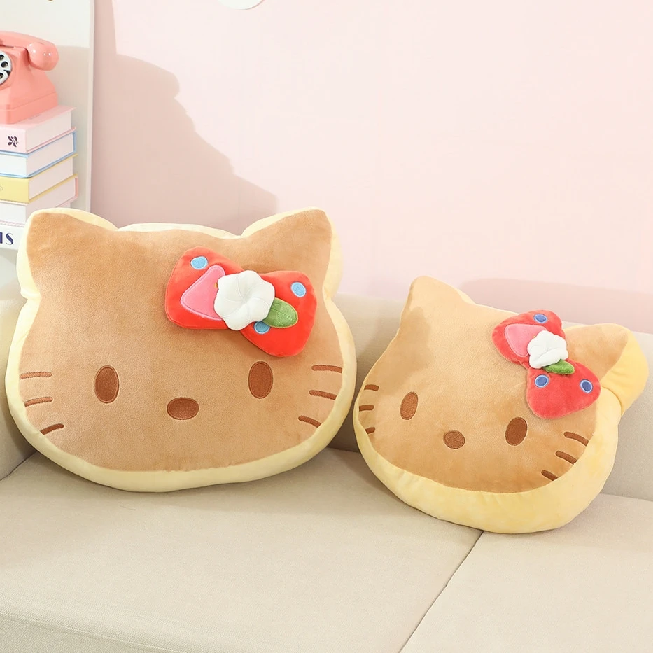 산리오 빵 헬로 키티 플러시 장난감 헬로 키티 베개 박제 애니메이션 키티 고양이 플러시 장난감 소파 침대 뒤 쿠션 소녀 선물