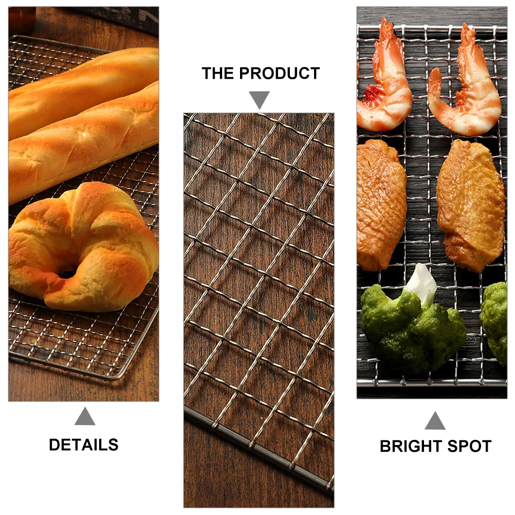 Stainless Steel BBQ Mesh Barbecue Charcoal Grill Net Cooling Rack Accessory Pad Portable Gas Fry Pans Mat