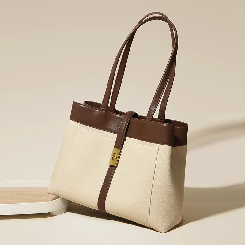 

High-end And Elegant Tote Bag Large-capacity Fashionable Shoulder Bag All-match Contrasting Colors Commuting Bag New Popular Bag