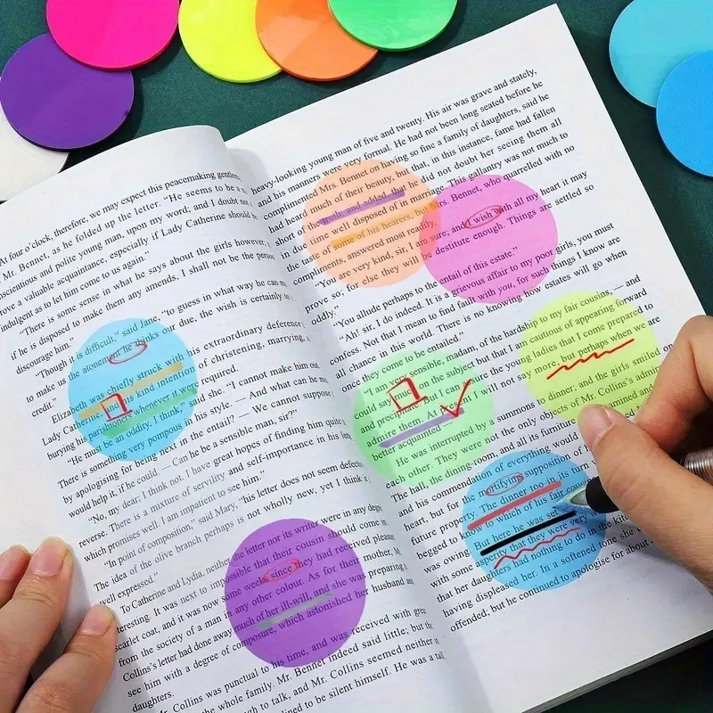 

8pcs Transparent Sticky Notes: Round Waterproof Index Stickers with Bookmark Tabs Aesthetic Marking - Office and School Supplies