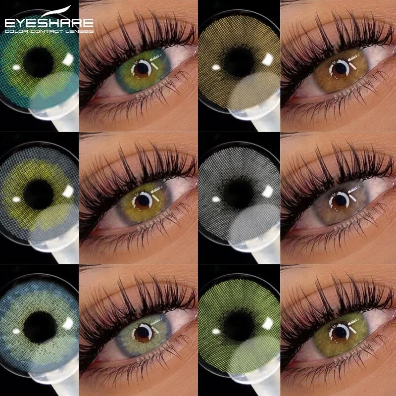 EYESHARE 2 Stück natürliche Farbkontaktlinsen für Augen, braune Linsen, graue Schüler, jährliche Einweg-Schönheit, blaue Linsen, grüne Kontakte
