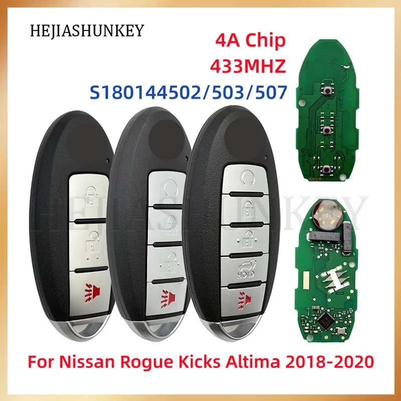 

S180144502/503/507 KR5TXN1/3/4 For Nissan Rogue Kicks Altima 2018-2020 4A HITAG AES 433MHz NCF29A1M Smart Keyless Remote Key Fob