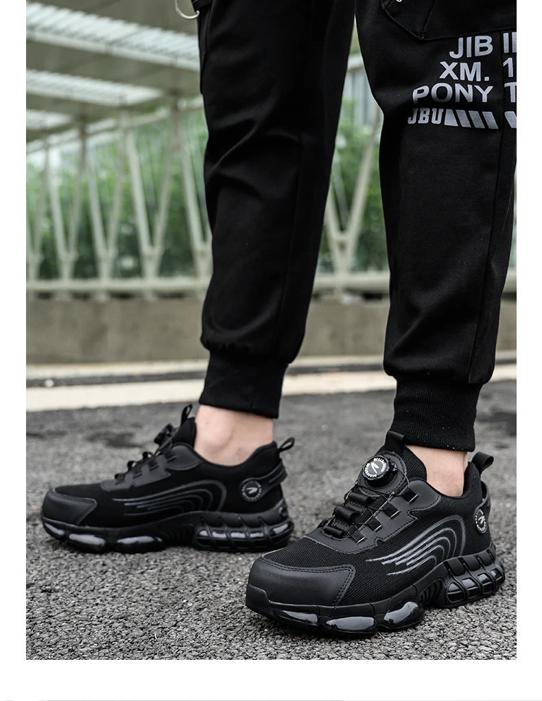 Rotierende Knopf Sicherheitsschuhe Männer Stahlkappe Sneaker Air Kissen Arbeit Mann Pannensichere Arbeitssicherheit Industrielle Schutzschuhe – Detail 23