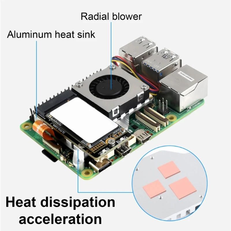 Y1UB Advanced Pcie to M.2 Adapter Board for Motherboards with Active Cooling Fan Improves Working Efficiency Expansion