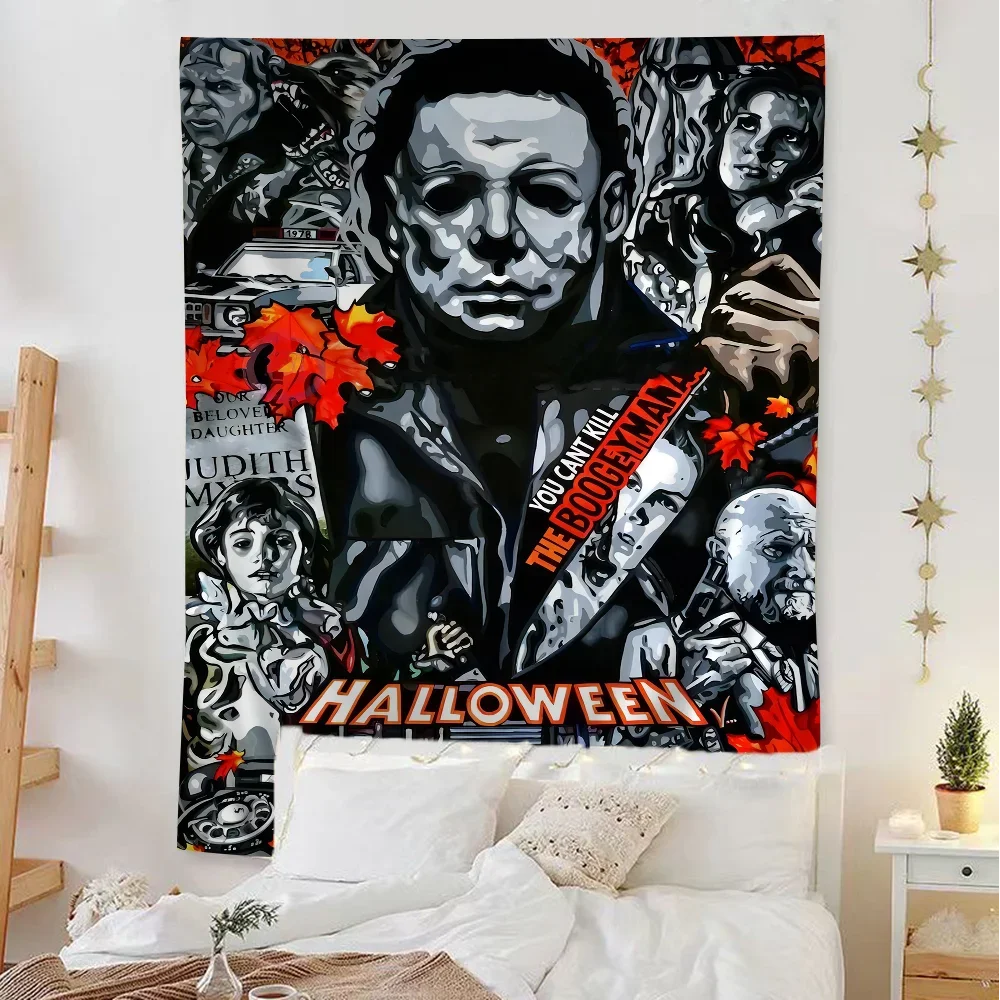 American Horror Movies Halloween Michael Myers Printed Large Wall Tapestry Hanging Tarot Hippie Wall Rugs Dorm Home Decor
