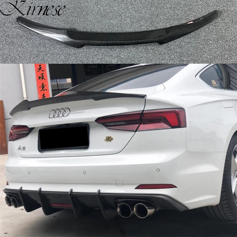 M4 STYLE REAL CARBON FIBER REAR TAIL WING TRUNK LIP SPOILER FOR Audi A5 S5 SLINE RS5 B9 2017 2018 2019 2020