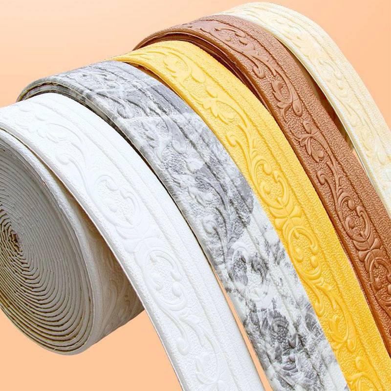 

10m/Roll Self Adhesive 3d Wall Trim Line Skirting Border Waterproof Baseboard Wallpaper Sticker For Living Room Home Decoration