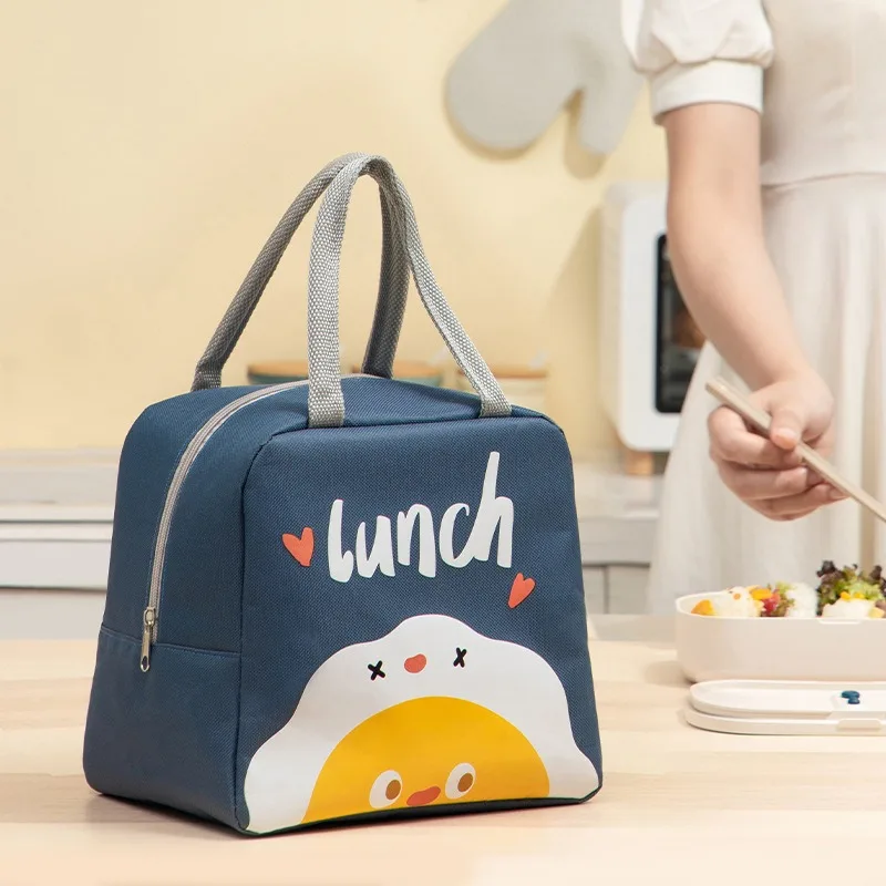 Cute Cartoon Insulated Lunch Bag Zipper Waterproof Thermal Cooler Bag for Office School Work Travel, Kawaii Lunchbox Container