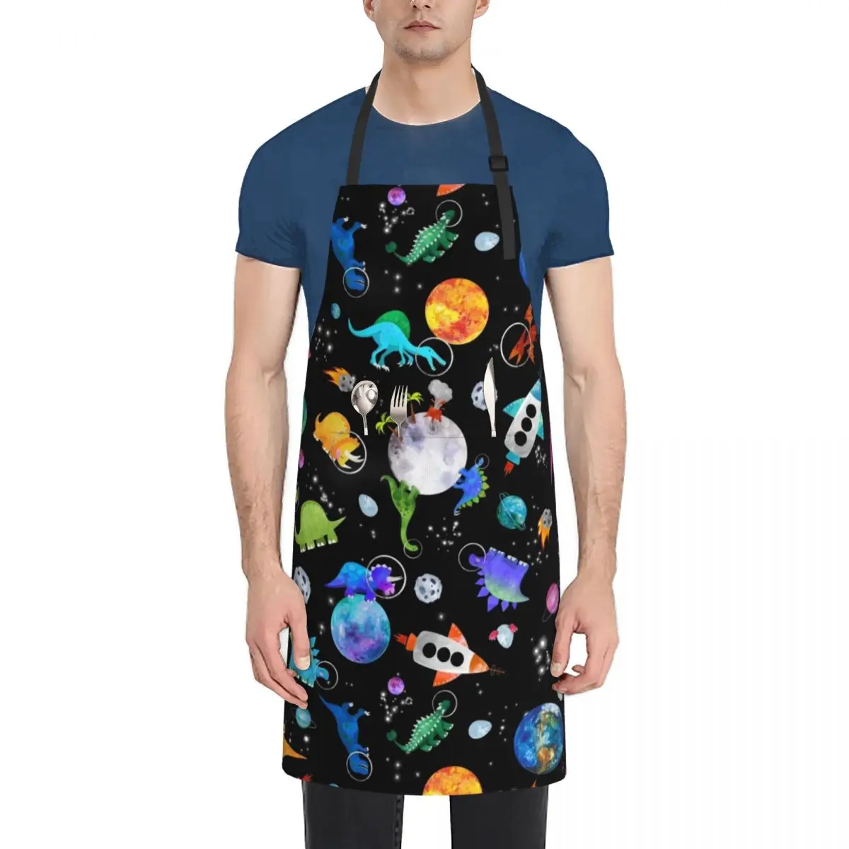 

Dinosaur Astronauts In Outer Space Apron Woman Kitchen For Women Kitchen Apron