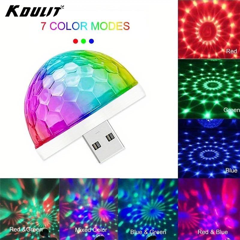 

USB Mini Disco Light,Party Lights Ball Sound Activated,DJ Disco Ball Stage Lights-Multi Colors LED Car Atmosphere Light,Karaoke